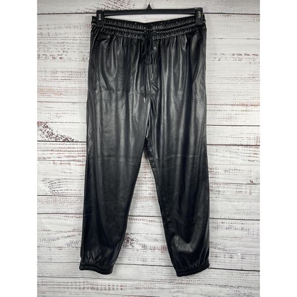 Noli Pants - $198 NOLI Pants Women's Size XL Black Faux Leather Jogger Stretch Elastic Waist